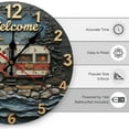 thumbnail image 2 of Wall Clock Decorative - Camping RV Welcome Print 2D Vintage Wall Clocks Battery Operated Silent Non-Ticking for Bedroom, Living Room, Kitchen, Office, Classroom, 10 Inch, 2 of 7