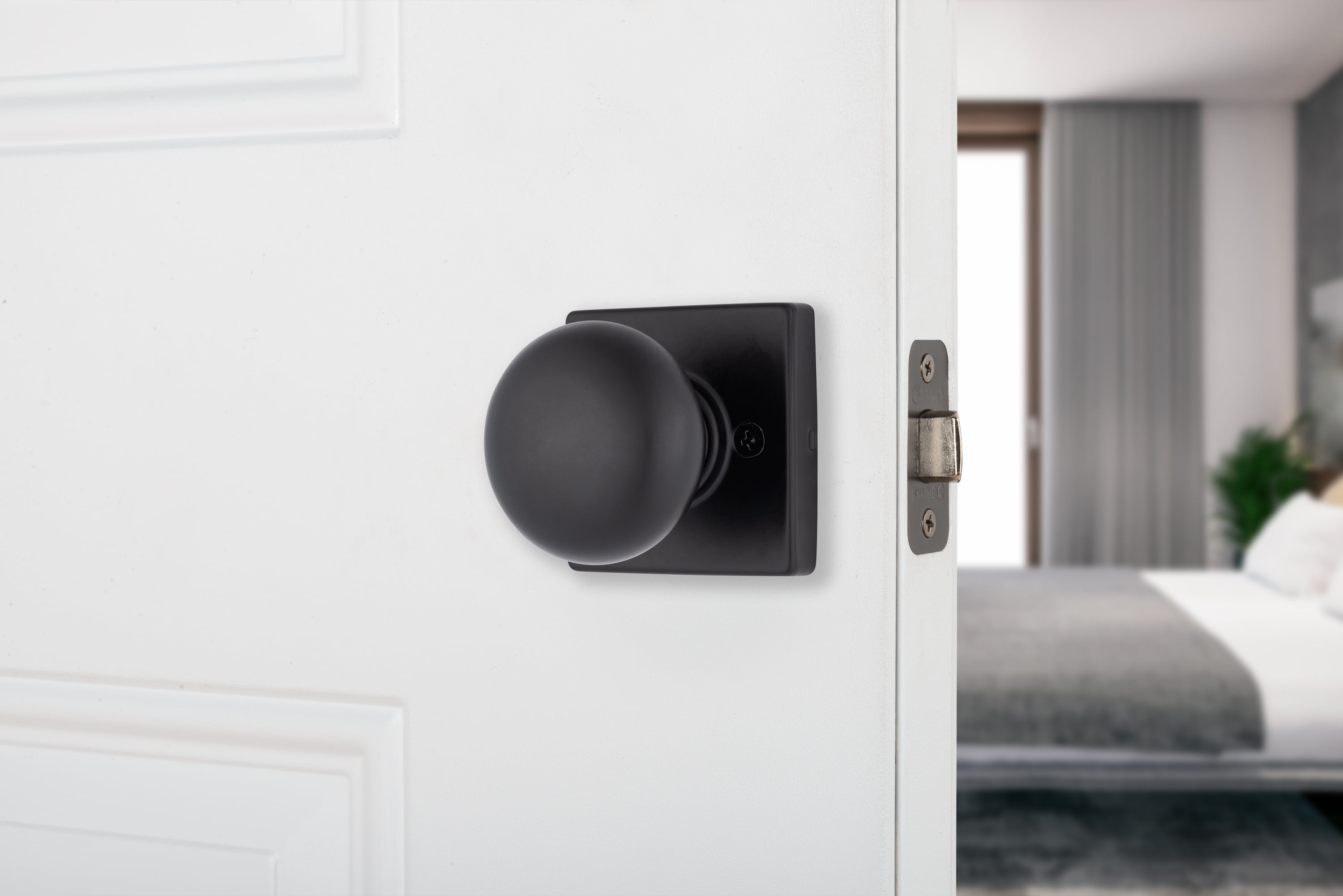 Brinks Contemporary Interior Passage Door Knob, Matte Black, 2 pack