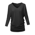 thumbnail image 2 of SSOULM Women's 3/4 Sleeve V-Neck Draped Dolman Top (S-3XL), 2 of 4