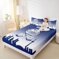 thumbnail image 4 of Homewish Cartoon Ice Hockey Bed Sheets for Kids, Modern American Sports King Sheets, Blue White Stripes Sheet Set, Microfiber Bedroom Decor, 4 Pieces, 4 of 7