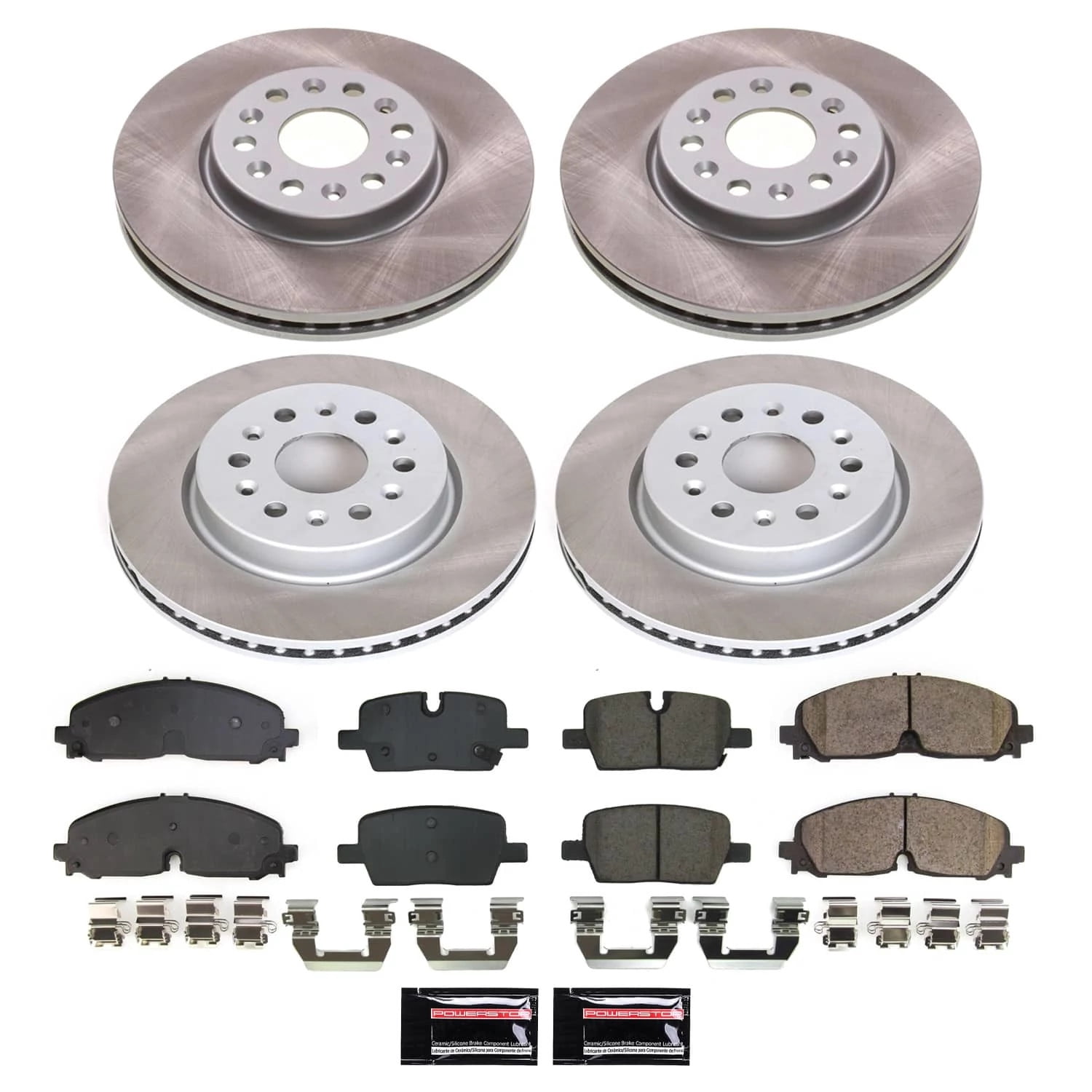 PowerStop Front and Rear Semi-Coated Rotor and Low-Dust Ceramic Brake Pad Kit SC8794