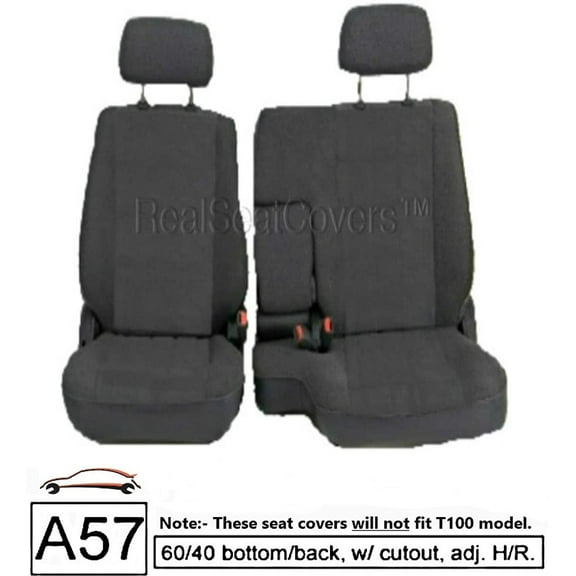 RealSeatCovers made to fit for 1985 - 1995 Toyota Pickup 60/40 Split Bench Seat Cover Adj Headrest Armrest Access (Charcoal)