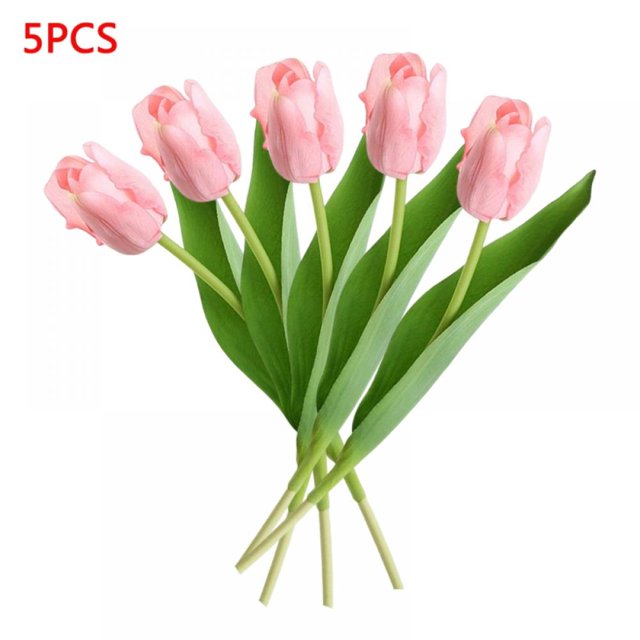 5 Pcs Tulips Artificial Flowers Real Touch Fake Tulips Fake Flowers for Decoration 18" Faux