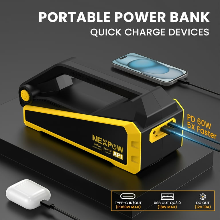 Avviatore Batteria Auto NEXPOW - Starter Emergenza 12V Per Auto E Moto, Con Torcia LED - Foto 11