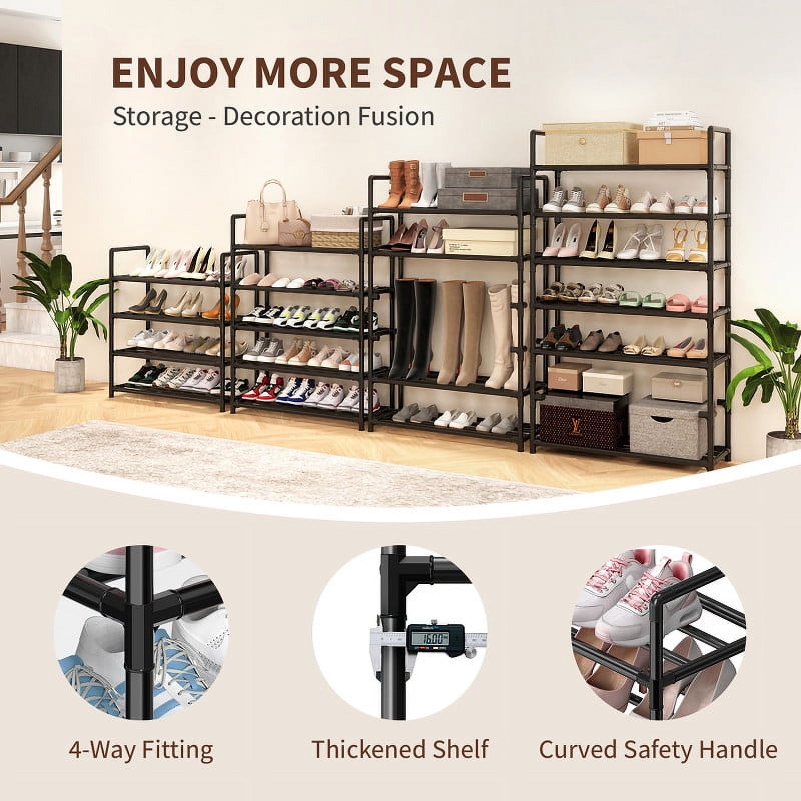 Krpimt 5-Tier Stackable Shoe Rack, Holds 15-20 Pairs, Black photo 3