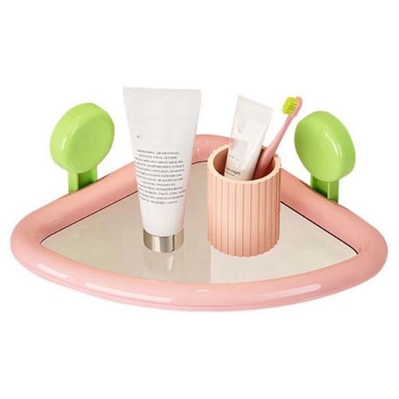 Dopamine Color Triangle Shower Shelf - Wall Mounted, Drainable, Punch-Free Corner Storage Pink