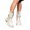 White, variant on Women Leather Mid Calf Boots Strap Buckle Front Zipper Round Toe Platform Booties Fashion Casual Trendy Daily Street Fashion Shoes White 9.5(40)