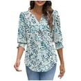 thumbnail image 5 of Xdegoge 3/4 Sleeve Tops for Women Plus Size Floral V Neck T Shirt Summer Fashion Tunic Shirts Dressy Casual Loose Fit Blouses, 5 of 8