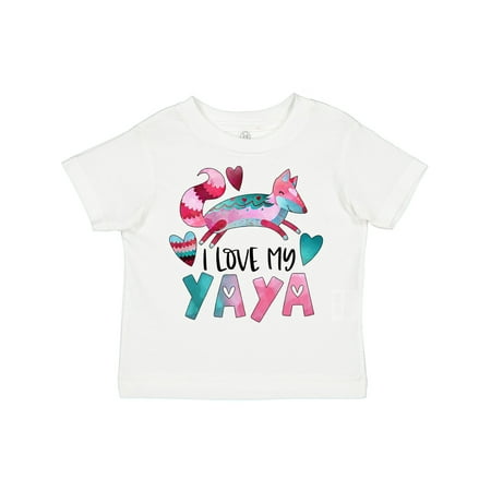 

Inktastic I Love My Yaya Pink and Blue Fox with Hearts Gift Toddler Boy or Toddler Girl T-Shirt