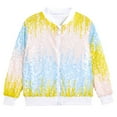 thumbnail image 3 of Lkhaha Girls Rainbow Sequin Bomber Jacket Sparkly Zip-Up Coat Colorful Party Outerwear Light Yellow 10-12 Years, 3 of 3
