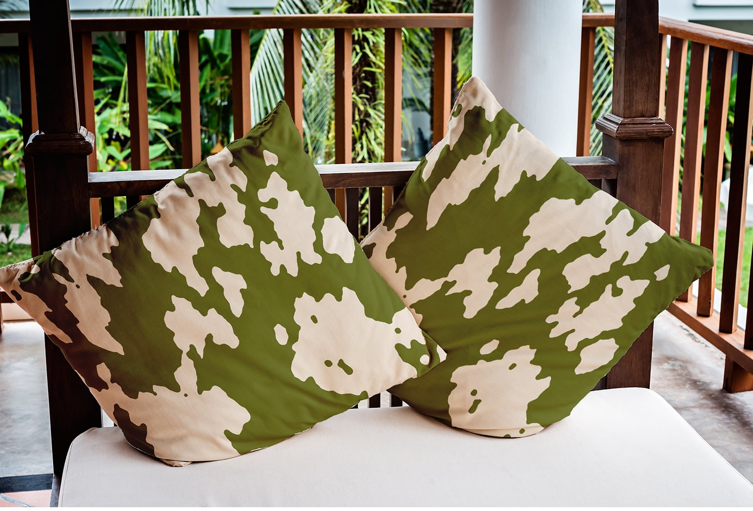 Simply Daisy 20" x 20" Moo Print Indoor/Outdoor Polyester Throw Pillow, Olive