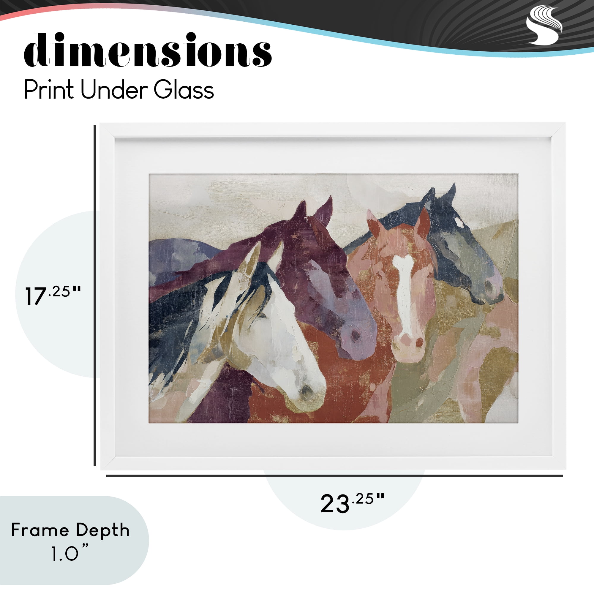 Stupell Industries Calm Horses Abstraction White Framed Print Under Glass, design by Chromatic Storm Studio