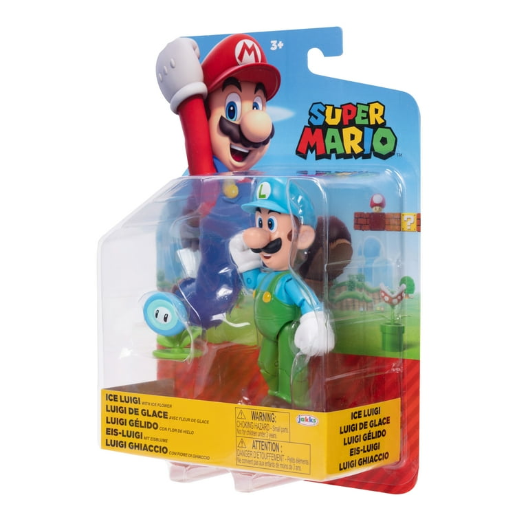 Nintendo Super Mario Ice Luigi Action Figure, 4 Inch Articulated