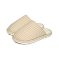 thumbnail image 3 of Women's Striped Linen Comfortable Antislip Cotton Slippers, Closed Toe Spa Slippers, Machine Washable, 3 of 11