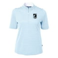 thumbnail image 2 of Women's-Cutter & Buck  Powder Blue Minnesota United FC Virtue Eco Pique Stripe Recycled Quarter-Zip Top, 2 of 3