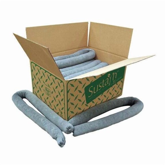 Sorbent Sock, 17 gal, 3 in x 10 ft, Universal, Gray, 6 PK