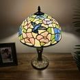thumbnail image 6 of Pink Blue Stained Glass Table Lamp Hummingbird Flowers for Living Room Bedroom Bedside 12"W*12"D*19"H, 6 of 6