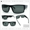 thumbnail image 2 of Mens Glass Lens Narrow Rectangle Plastic Sporty Squared Sunglasses Shiny Black, 2 of 8