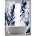 thumbnail image 5 of Navy Blue Palm Leaf Sheer Curtains 84 Inch Length 2 Panels Set, Botanical Vintage Tropical Leaves Voile Window Treatment Rod Pocket Curtains Sheers Drapes for Bedroom/Living Room/Kitchen 52"x84"x2, 5 of 7