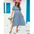 thumbnail image 5 of Yesfashion 2025 Maternity Dress Summer Women Smocked Crew Neck Puff Sleeve Pregnancy Baby Shower Photoshoot Dress, 5 of 8