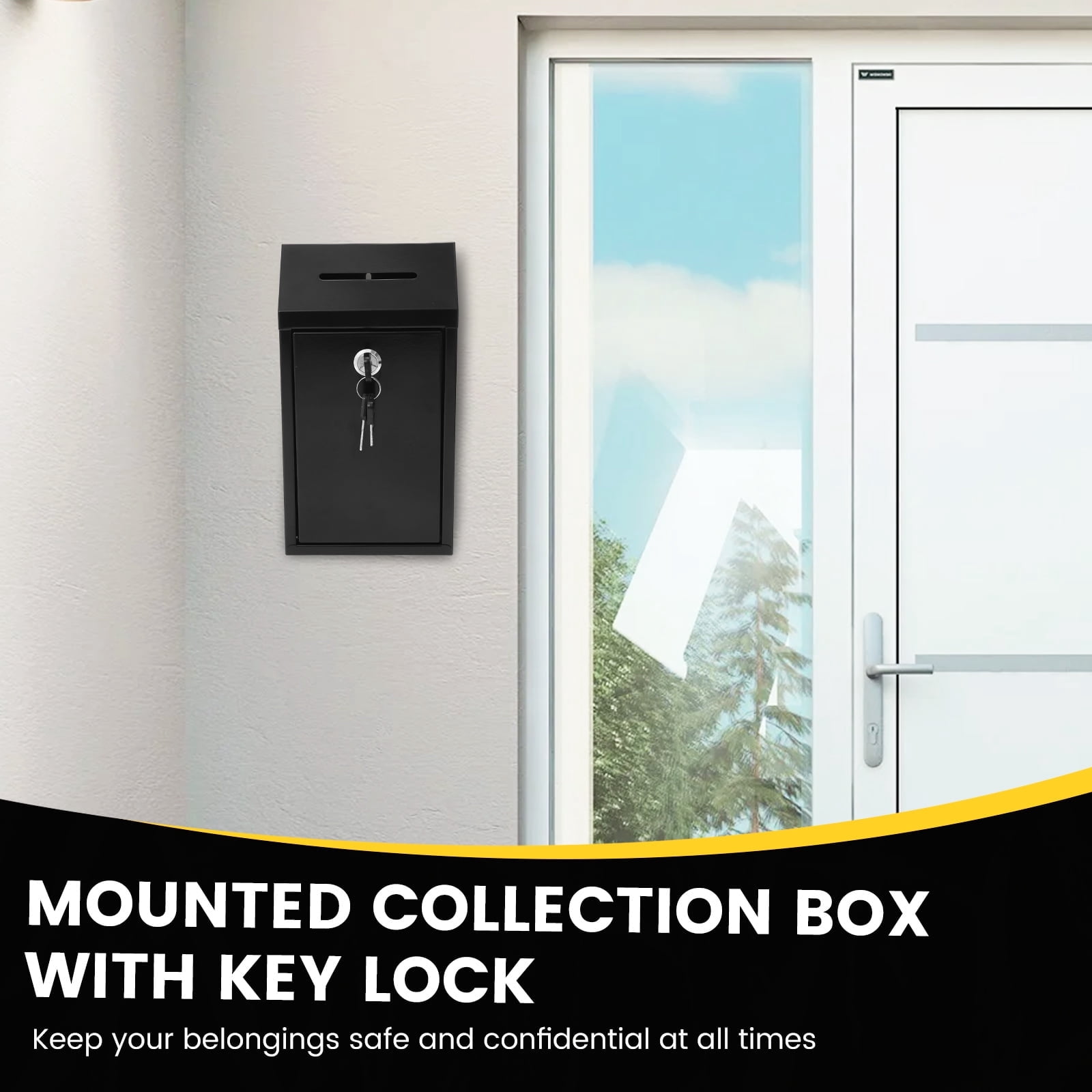 FUYGRCJ Metal Suggestion Box, Donation Box with Slot Drop Box with Lock and Key, Collection Box, Mailbox Wall Mount Drop Box Ballot Box for Home Office Outdoor