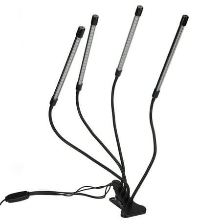 

4 Head Grow Lights 40W 3 Dimmable Levels Full Spectrum LED Plant Growing Lights with Clamp and Timer for Indoor Plants