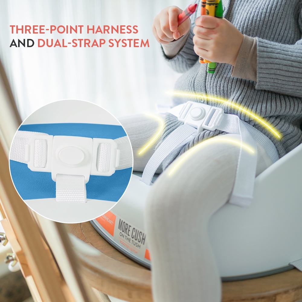 Prince Lionheart Squish Booster Seat, 3-Point Harness Dual-Strap System, Easy to Wipe Clean, Lightweight, Berry Blue