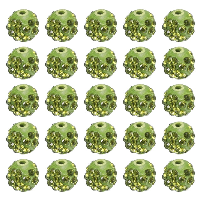 Unique Bargains 10mm Rhinestone Clay Beads, Pave Crystal Disco Rhinestone Bead for DIY Jewelry Making Bracelet, Olive Green 25Pcs