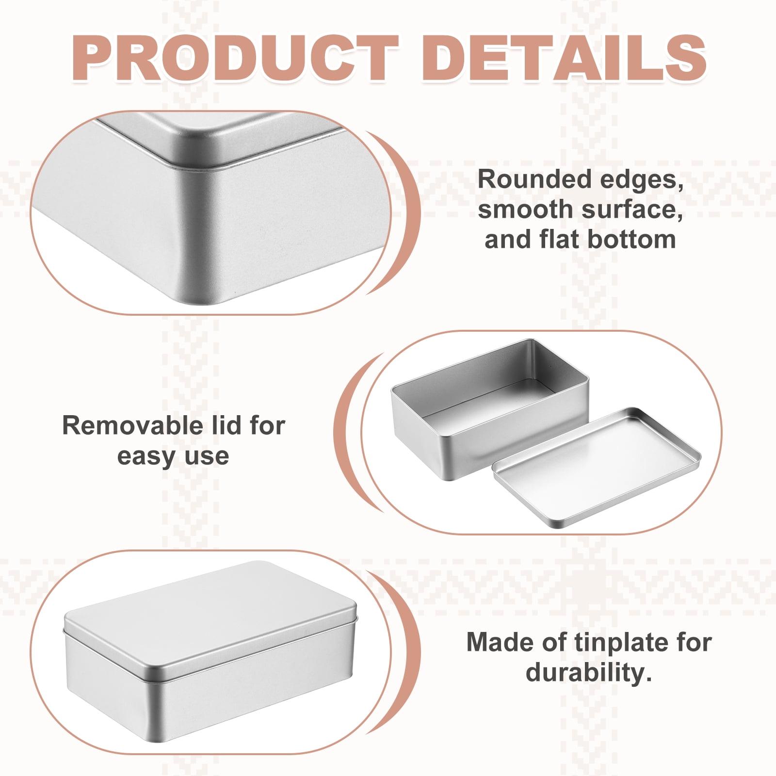 Uxcell 2Pack Metal Tin Box, 4.3x7.1x2.2 Rectangular Empty Tinplate Containers with Lids, for Home Organizer Candles Gifts Car Keys Crafts Storage, Silver