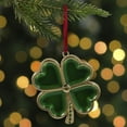 thumbnail image 2 of Northlight 3.25" Green and Brass-Plated Shamrock Christmas Ornament with European Crystals, 2 of 4