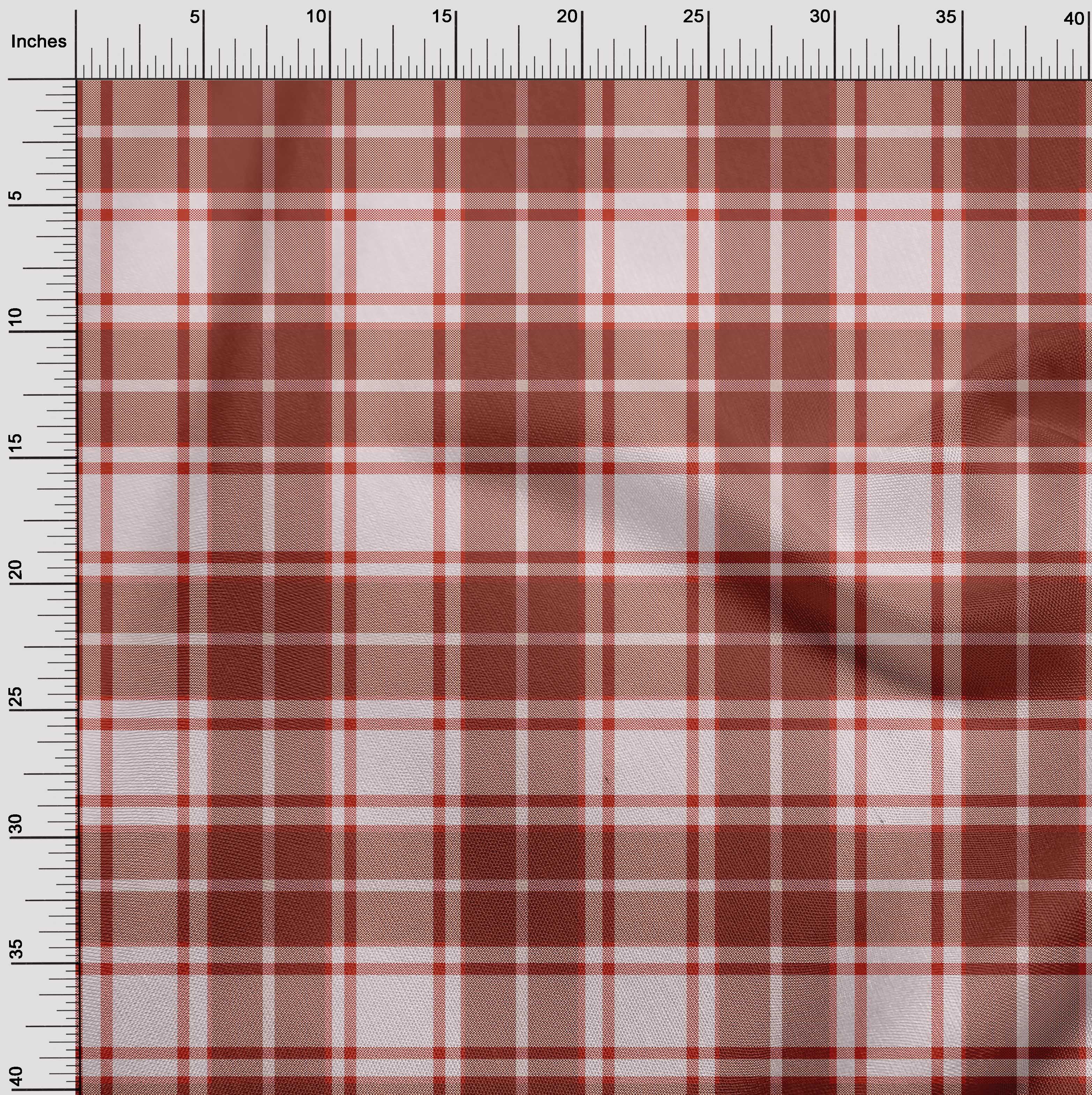 oneOone Cotton Cambric Maroon Fabric Check Plaid Craft Projects Decor Fabric Printed By The Yard 42 Inch Wide