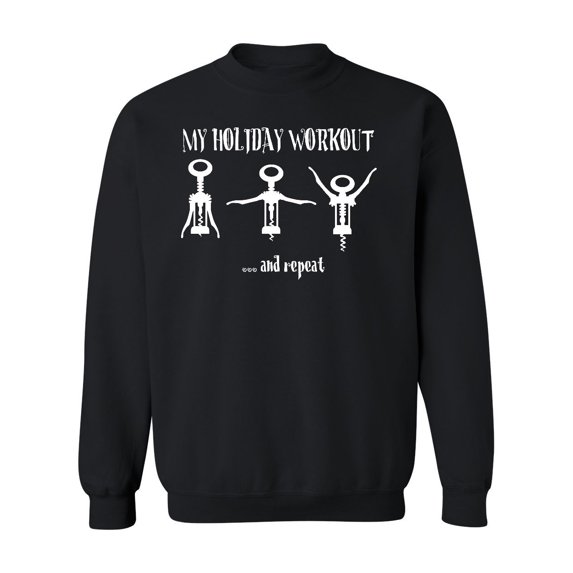 My Holiday Workout Crewneck Sweatshirt, L, Black