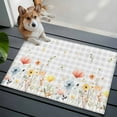 thumbnail image 3 of Entryway Rug 2'x3', Botanical Wildflowers Small Rug for Kitchen Bathroom Door Mat Indoor Entrance, Spring Farmhouse Floral Grey Plaid Non-Slip Area Rugs Floor Mats Carpet Front Door Rugs, 3 of 8
