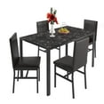 thumbnail image 5 of Modern Dining Set for 4, 5-Piece Dining Table and Chairs Set, 1 Table with Marble Top, 4 Leather Chairs for Kitchen Dining Room Living Room, Brown, 5 of 10