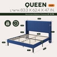 thumbnail image 4 of Einfach Queen Bed Frame, Upholstered Platform Bed with Wingback Headboard, No Box Spring Required, Dark Blue, 4 of 10