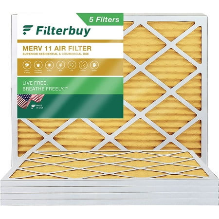 

Filterbuy 21.5x23.25x1 MERV 11 Pleated HVAC AC Furnace Air Filters (5-Pack)