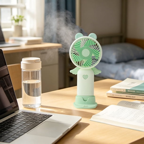 Handheld Mini Fan USB Rechargeable Quiet Portable Fan With LED Lights Cute Fan For Kids Daily Use