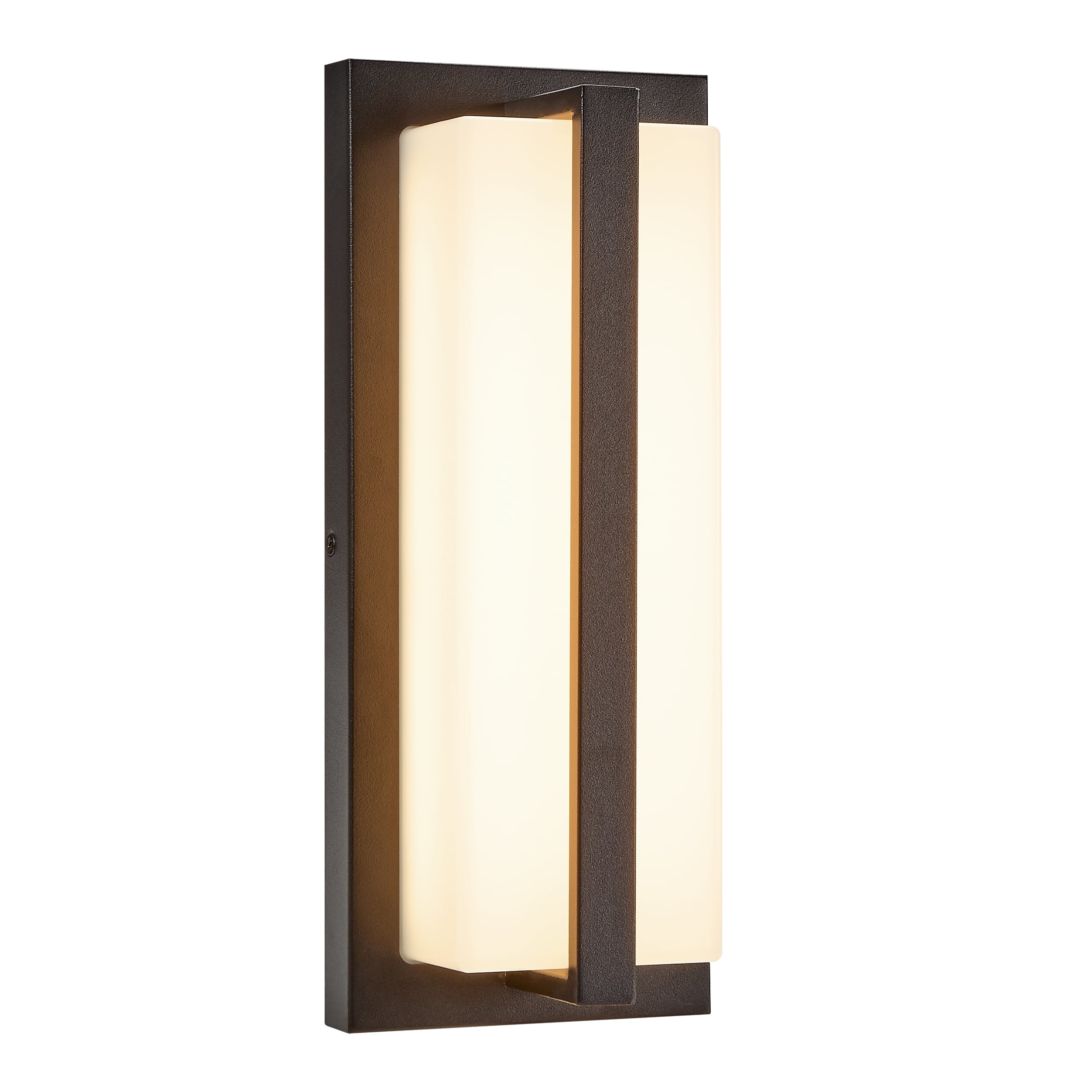 Maxxima LED Outdoor Wall Light, Black w/ Vertical Bar & Frosted Lens, Modern Porch Light, 1000 Lumens, 5 CCT 2700K-5000K