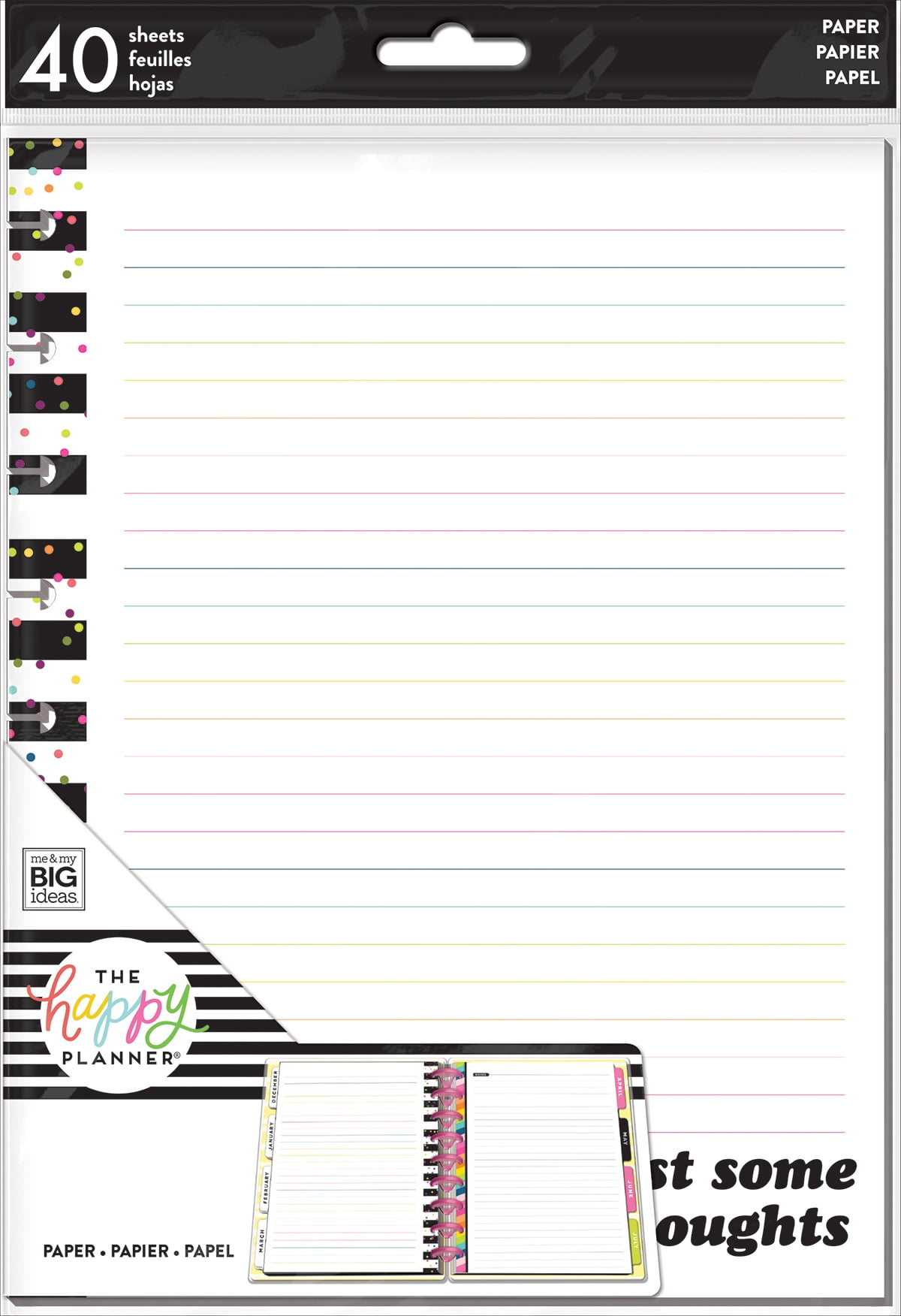 Student Happy Planner Big Full Sheet Fill Paper 40//Pkg-Notes Multi Stripe