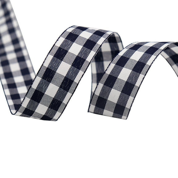 NAMZI 1" x 10 Yards Buffalo Check Plaid Gingham Ribbon, Great for Christmas Tree Decor, Wreath Bows, Farmhouse Festive Accents, Gift Wrapping, Floral Arrangement, Black B