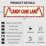 Wall Decor Sign 16*4 inches CANDY CANE LANE candy cane design Holiday Christmas decor