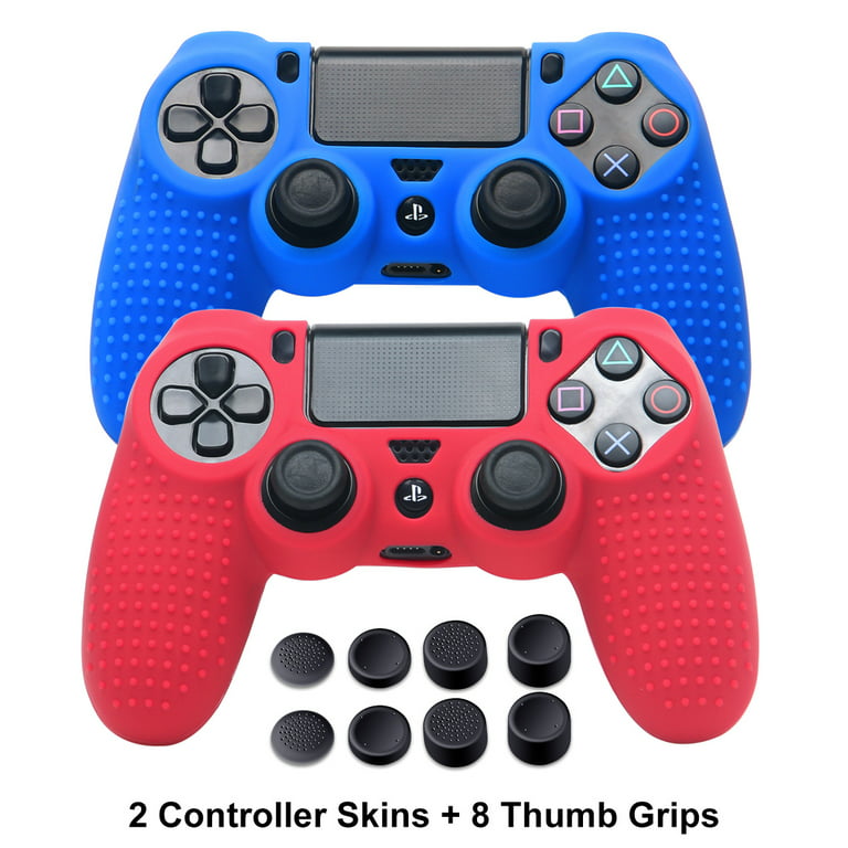 PS4 Controller Covers - Silicone Skins for DualShock 4 - PS4 Accessories Anti-slip Cover Case for Sony PlayStation 4, Slim, Pro - 2 Pack PS4 Controller Skins - 4 PS4 Grips Red & Blue - Walmart.com