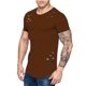 thumbnail image 1 of Camisetas de cuello redondo sueltas de color sólido rasgadas para hombre Camiseta de manga corta curvada ahuecada informal para hombre kenally FS7578-40, 1 of 4