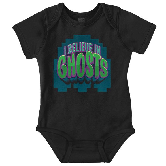 PACMAN Halloween I Believe in Ghosts Romper Boys or Girls Infant Baby Brisco Brands NB
