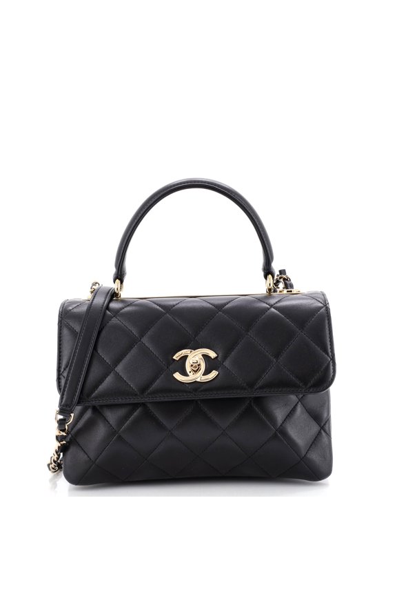 Pre-Owned Trendy CC Top Handle Bag Quilted Lambskin Small By Rebag