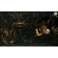 thumbnail image 2 of Ferrarese School 14x10 Black Ornate Wood Framed Double Matted Museum Art Print Titled: Allegory of Night (16th Century), 2 of 5