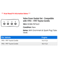 thumbnail image 2 of Valve Cover Gasket Set - Compatible with 1993 - 1997 Toyota Corolla 1994 1995 1996, 2 of 2