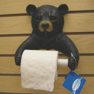 Black Bear Two Cubs Paper Toilet Roll Holder Bathroom Wall Tissue
