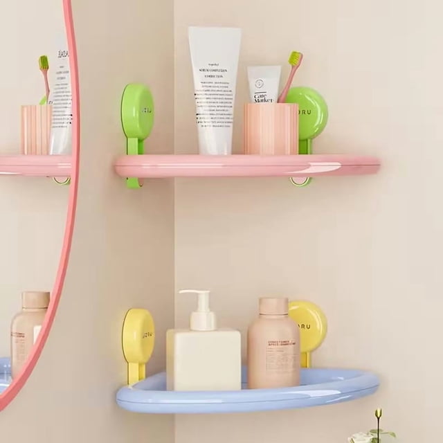 Estante de almacenamiento Triangular con ventosa drenable sin perforación montado en la pared de dopamina for baño