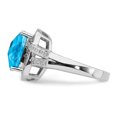thumbnail image 5 of Auriga Fine Jewelry 925 Sterling Silver Rhodium Checker-Cut Swiss Blue Topaz & Diamond Ring for Women Size- 7, 5 of 5